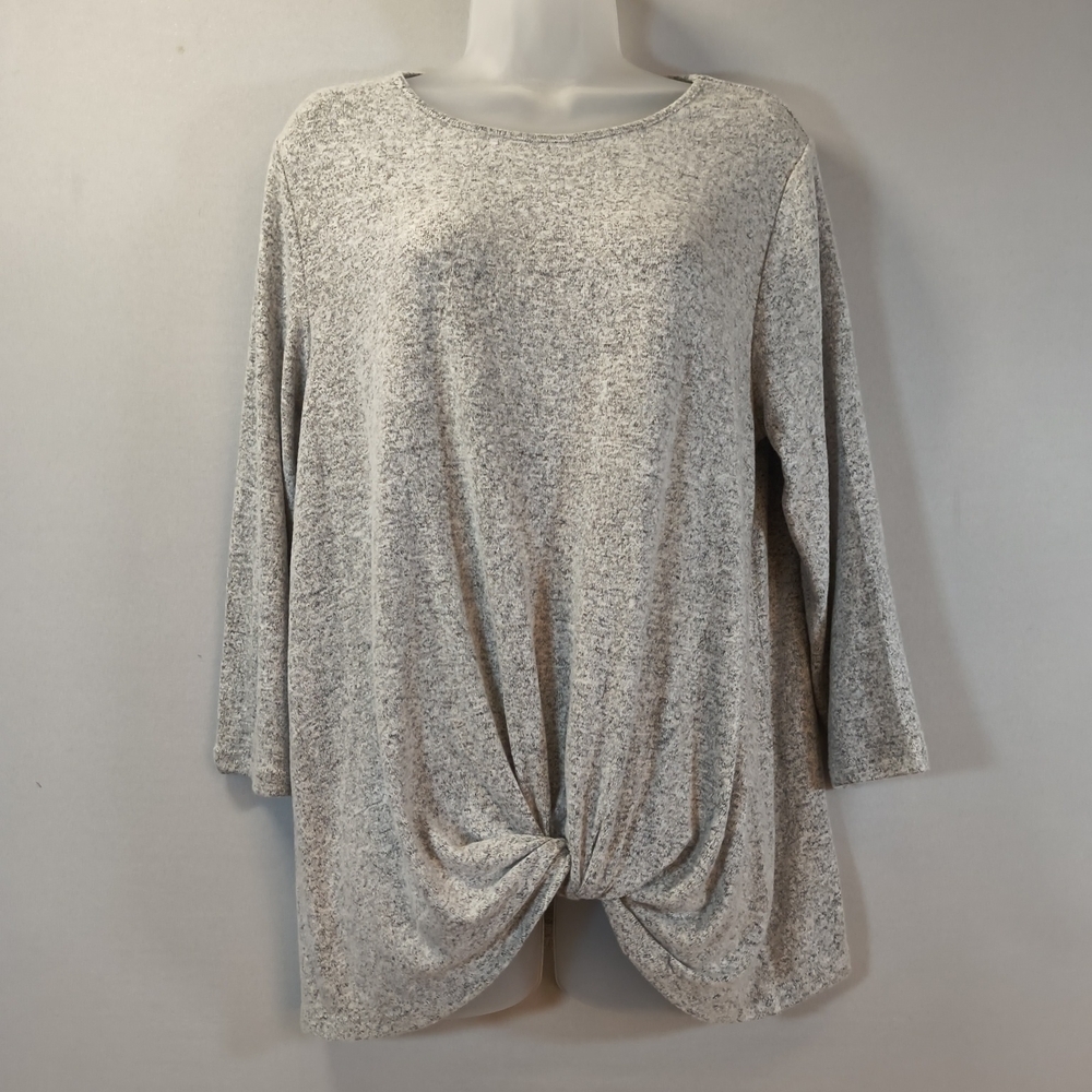 Mix By 41 Hawthorn Denver Front Twist Gray Long Sleeve  Top, NWT , Size L